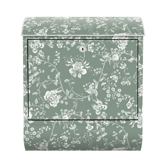Letterbox - Flower Tendrils On Green