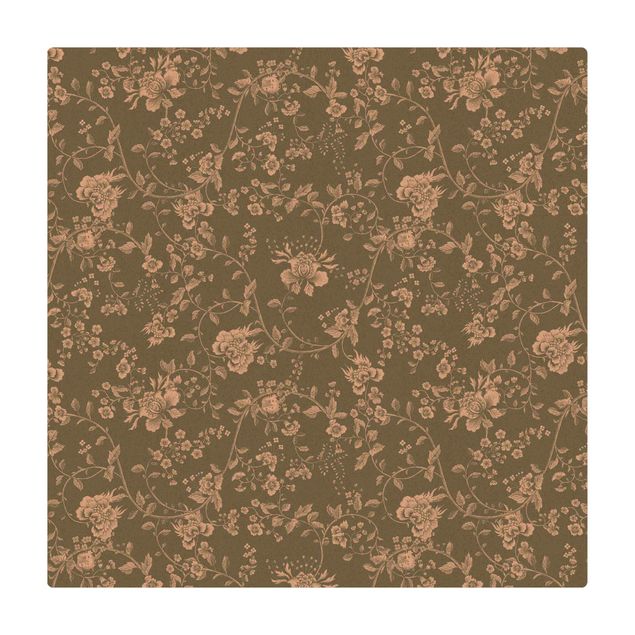 Cork mat - Flower Tendrils On Green - Square 1:1