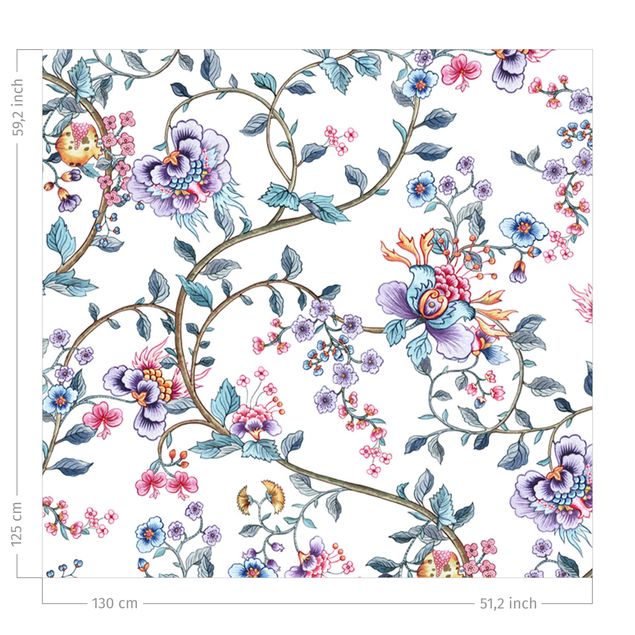 floral curtains Flower Tendrils In Pastel Colours