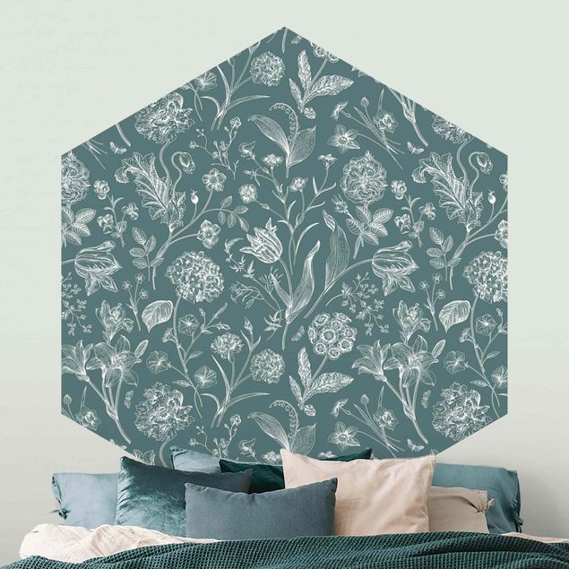Wallpapers Flower Dance On Blue Gray