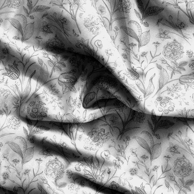 country curtains Flower Dance In Gray