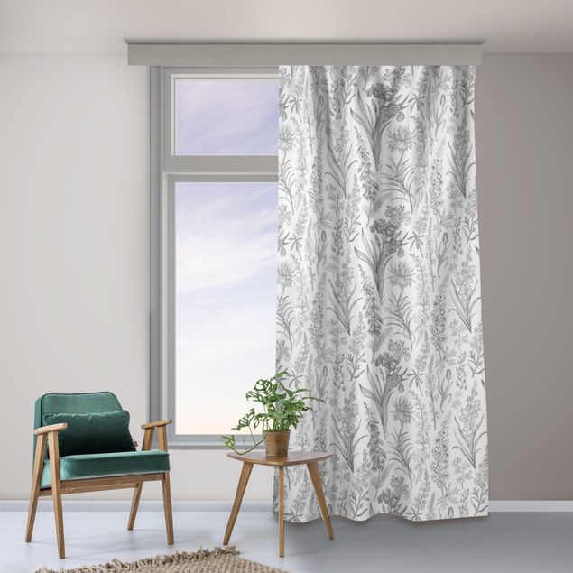 contemporary curtains Flower Waves In Gray