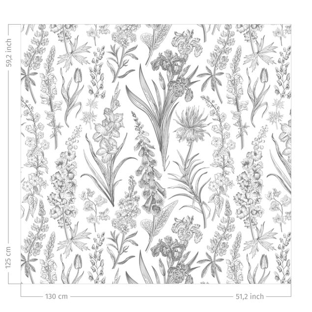 floral drapes Flower Waves In Gray