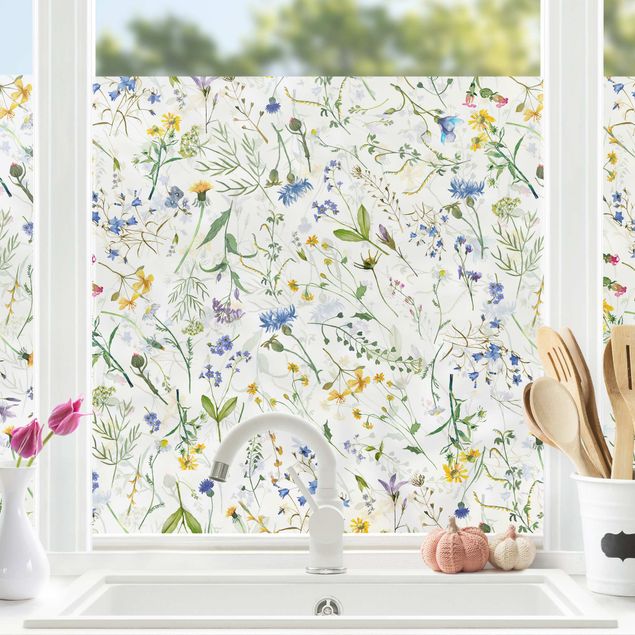 Window decoration - Flower Meadow In Watercolour