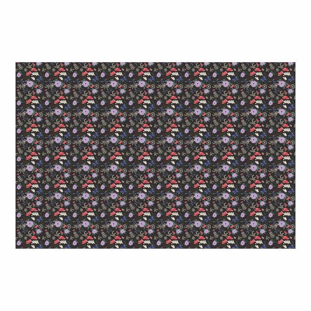Wallpaper - Field Of Flowers On Black Background - Roll