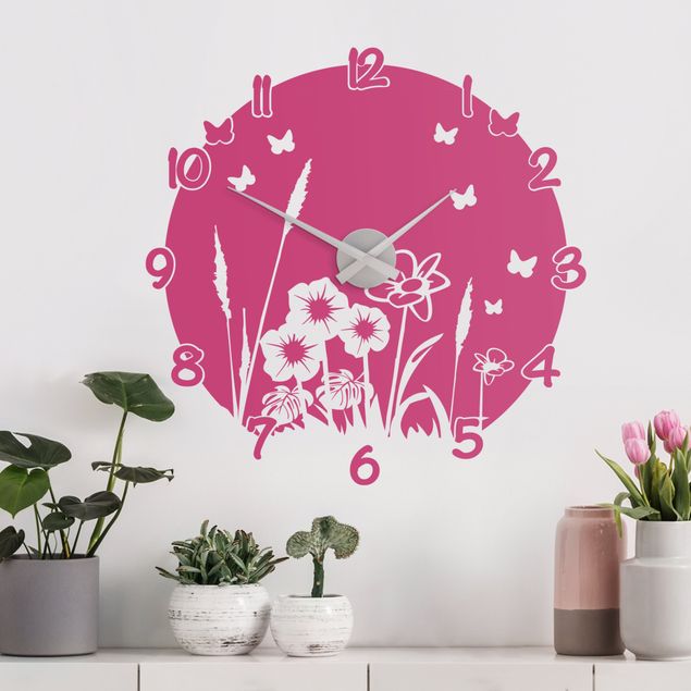 Plant wall decals Flower Meadow Clock