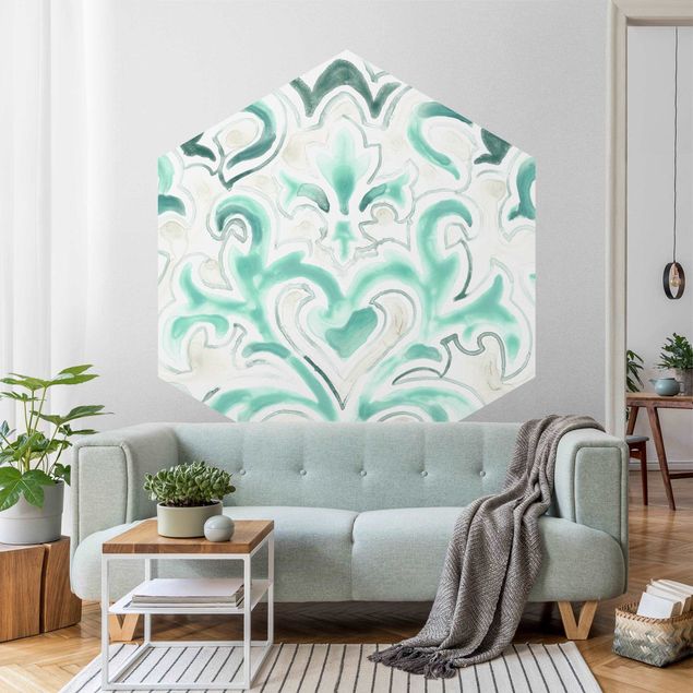 Self-adhesive hexagonal pattern wallpaper - Bohemian Watercolour Ornament ll