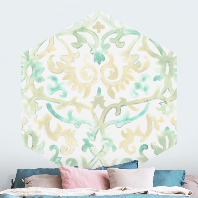 Hexagonal wallpapers Bohemian Watercolour Ornament