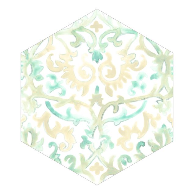 Self-adhesive hexagonal pattern wallpaper - Bohemian Watercolour Ornament