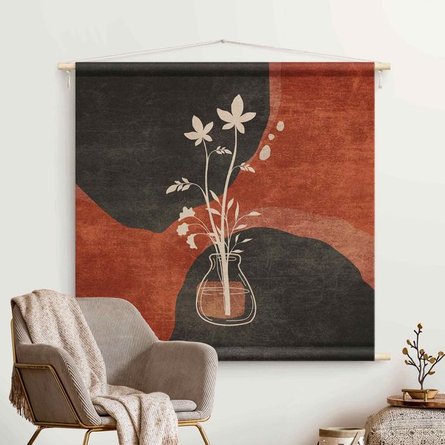 modern tapestry wall hanging Boho Flowers In Vase