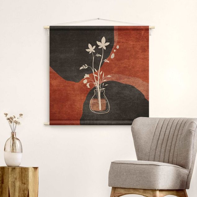 tapestry wall hanging Boho Flowers In Vase