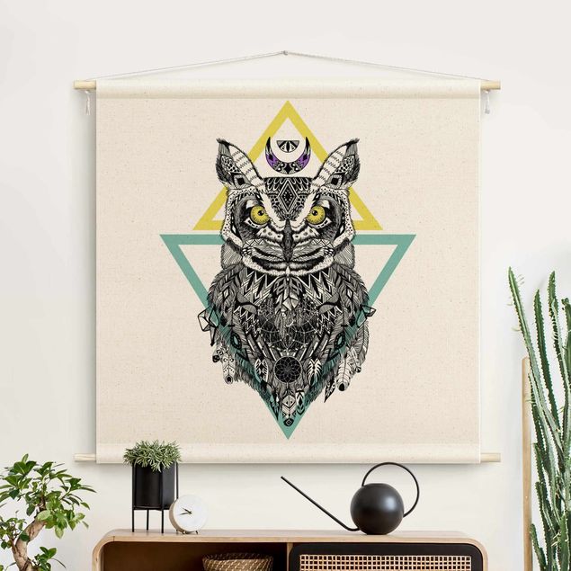 modern tapestry Boho Owl With Dreamcatcher