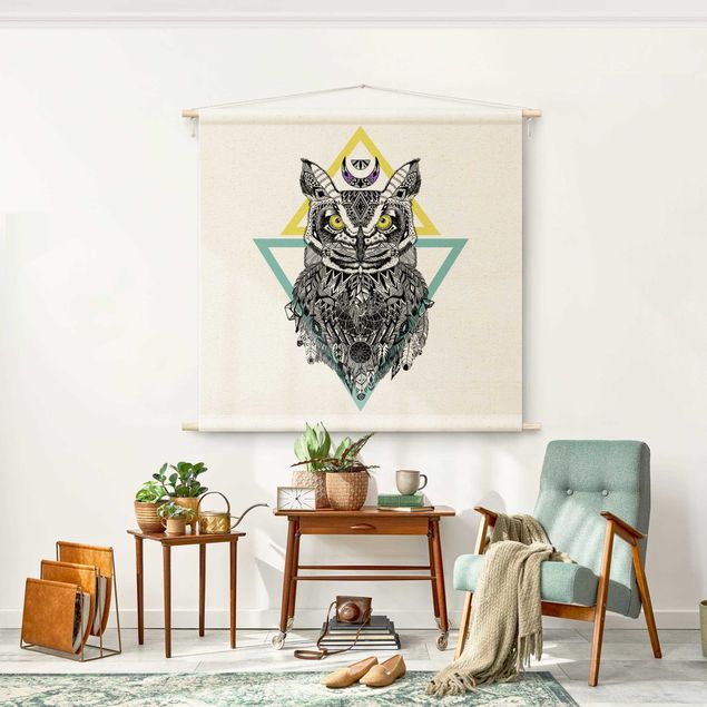 boho tapestry Boho Owl With Dreamcatcher