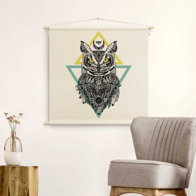 extra large tapestry Boho Owl With Dreamcatcher