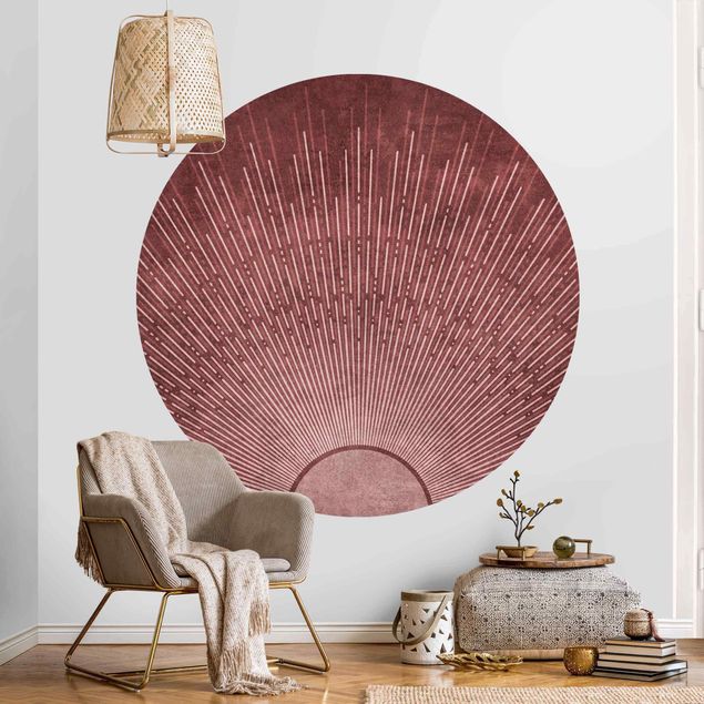 Self-adhesive round wallpaper - Boho Japan Sun