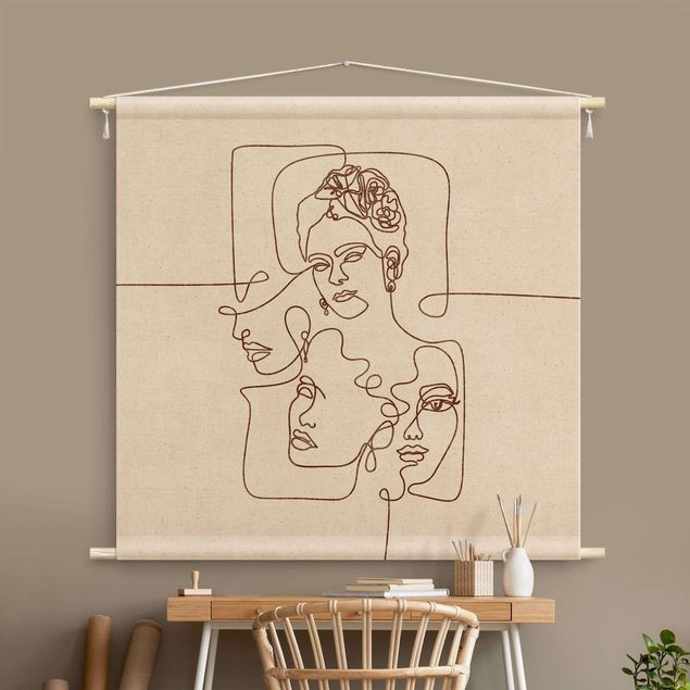extra large tapestry wall hangings Boho Line Art - Portraits