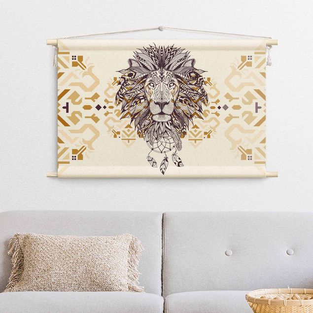 extra large tapestry wall hangings Boho Lion With Dreamcatcher