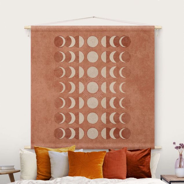 modern wall tapestry Boho Phases Of The Moon
