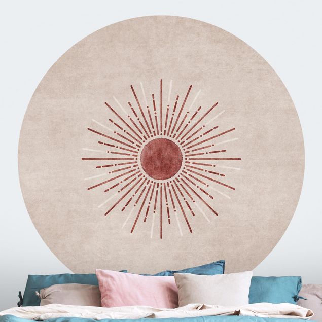 Self-adhesive round wallpaper - Boho Sun I