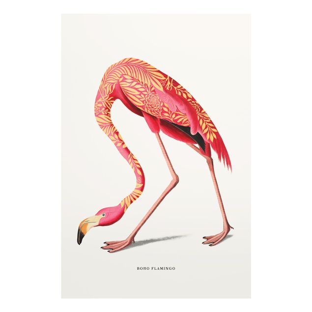 Glass print - Boho Birds - Flamingo - Portrait format 2:3