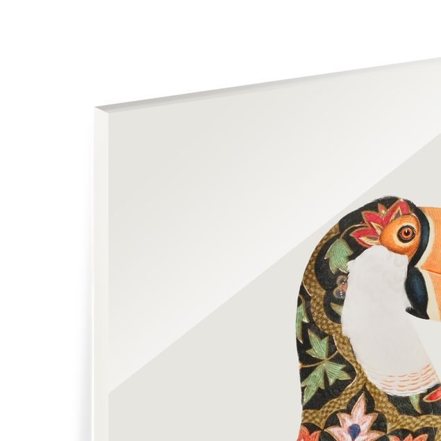 Glass print - Boho Birds - Toucan - Portrait format 2:3