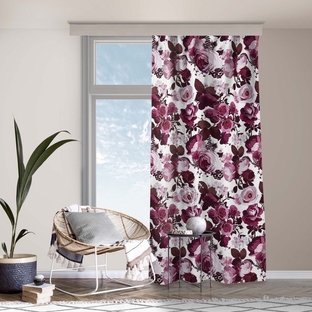 modern curtains for living room Bordeaux Roses With Brown Leaves