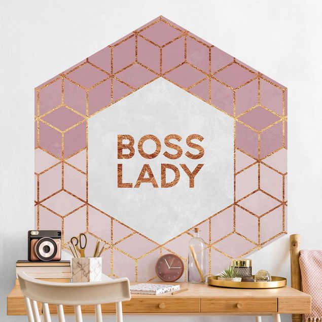 Hexagonal wall mural Boss Lady Hexagons Pink