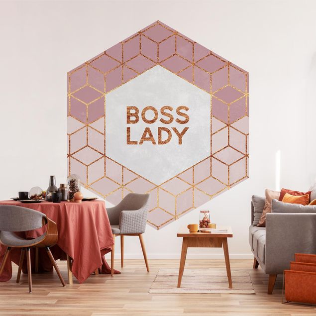 Self-adhesive hexagonal pattern wallpaper - Boss Lady Hexagons Pink