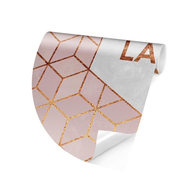Self-adhesive round wallpaper - Boss Lady Hexagons Pink