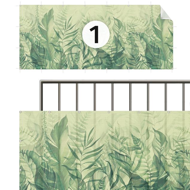 Privacy screen mat Botany - Tropical Leaves Yellow Green