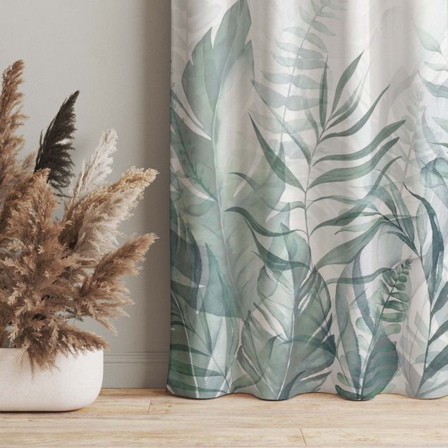 modern curtains for living room Botany - Tropical Leaves Green