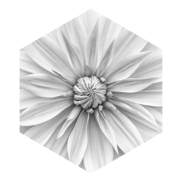 Self-adhesive hexagonal pattern wallpaper - Botanical Blossom In White