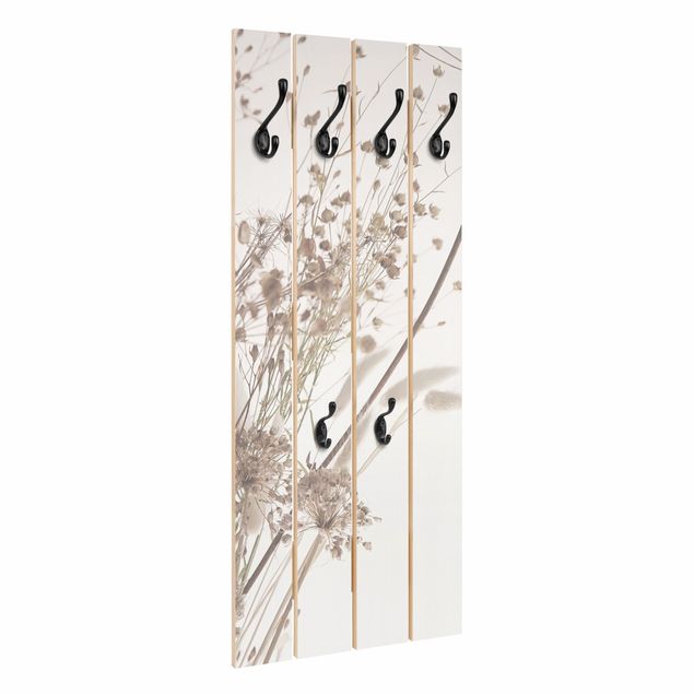 Wooden coat rack - Bouquet Of Ornamental Grass And Flowers