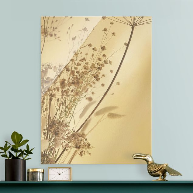 Glass print - Bouquet Of Ornamental Grass And Flowers - Portrait format