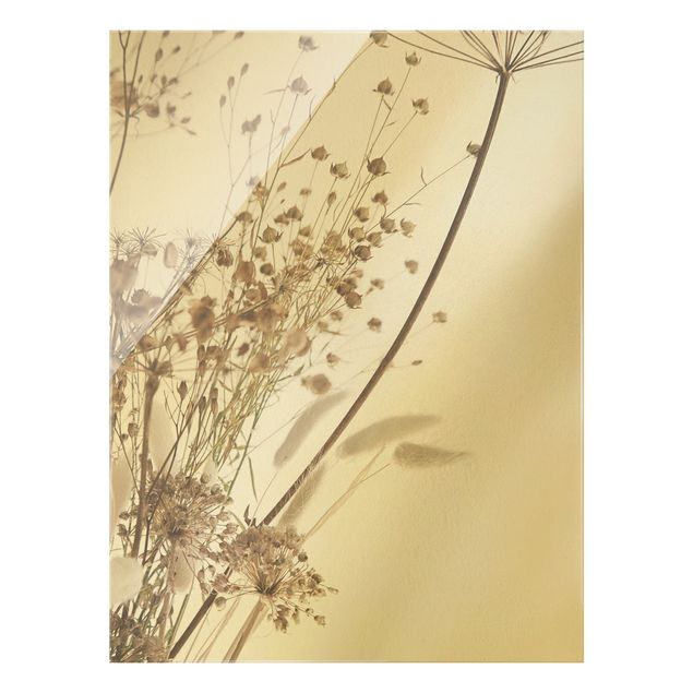 Glass print - Bouquet Of Ornamental Grass And Flowers - Portrait format
