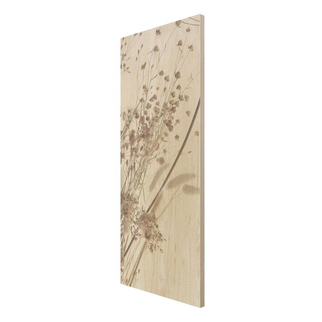 Wood print - Bouquet Of Ornamental Grass And Flowers