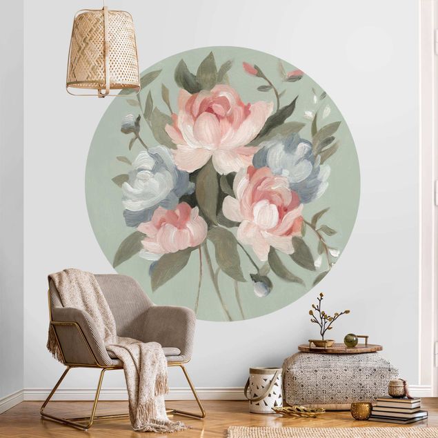 Self-adhesive round wallpaper - Bouquet In Pastel I