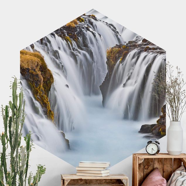 Hexagonal wallpapers Brúarfoss Waterfall In Iceland