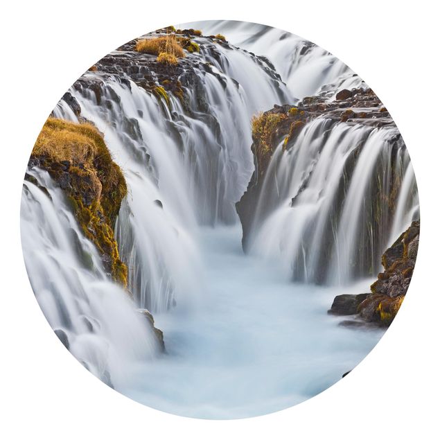 Self-adhesive round wallpaper - Brúarfoss Waterfall In Iceland