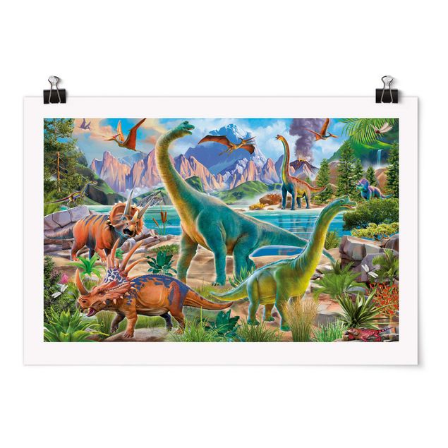 Poster - Brachiosaurus And Tricaterops