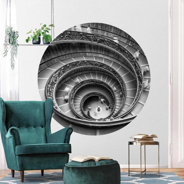 Self-adhesive round wallpaper - Bramanta Staircase