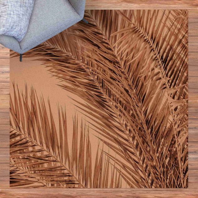 Cork mat - Bronze Coloured Palm Fronds - Square 1:1