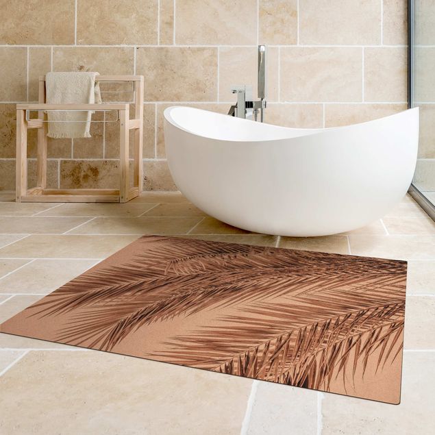 brown rugs for living room Bronze Coloured Palm Fronds