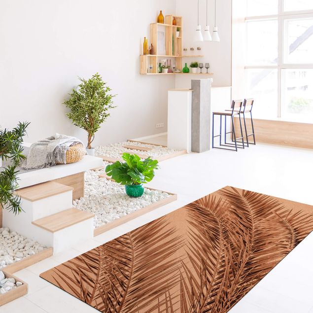 contemporary rugs Bronze Coloured Palm Fronds