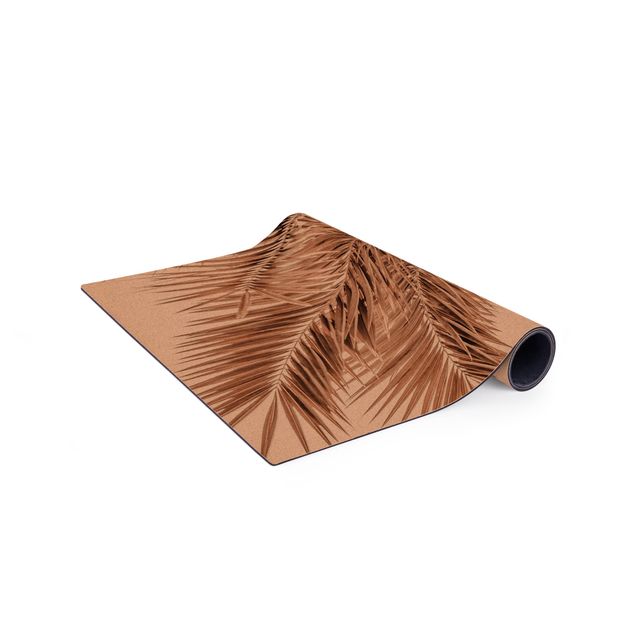 brown rugs for living room Bronze Coloured Palm Fronds