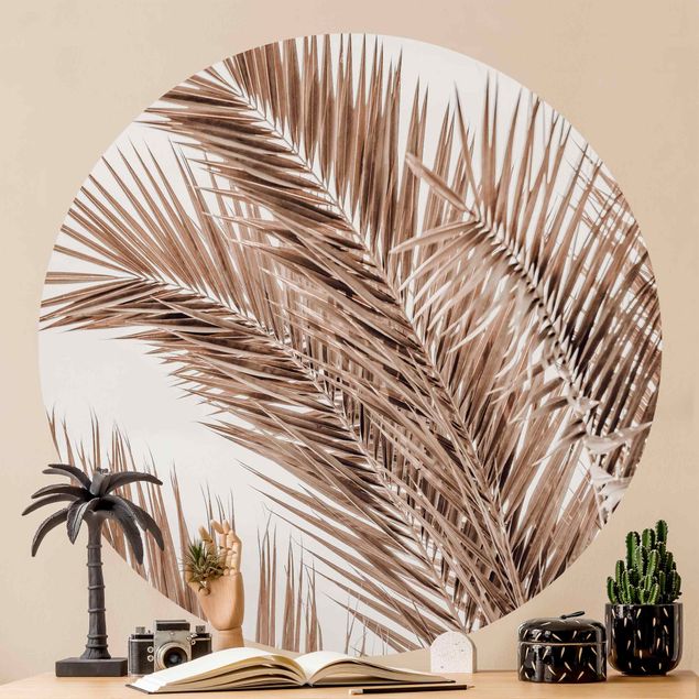 Self-adhesive round wallpaper - Bronze Coloured Palm Fronds