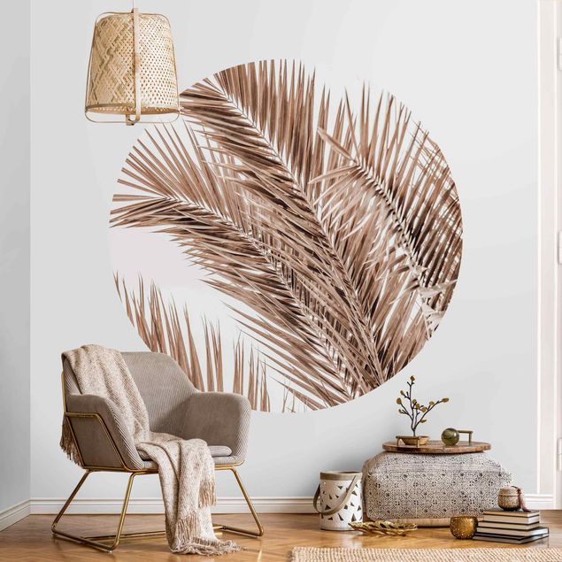 Self-adhesive round wallpaper - Bronze Coloured Palm Fronds