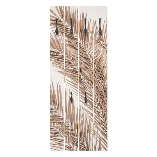Wooden coat rack - Bronze Coloured Palm Fronds