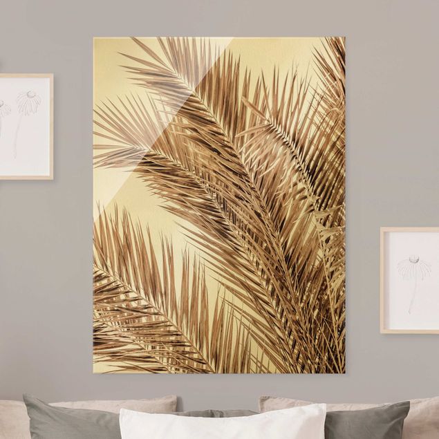 Glass print - Bronze Coloured Palm Fronds - Portrait format