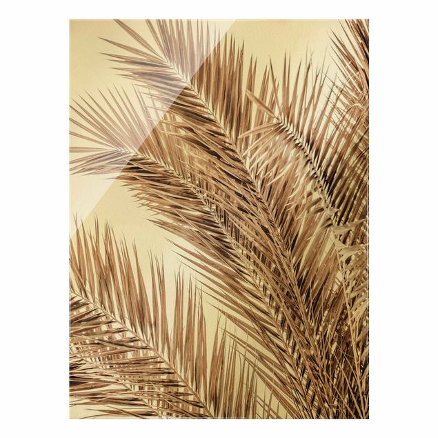 Glass print - Bronze Coloured Palm Fronds - Portrait format